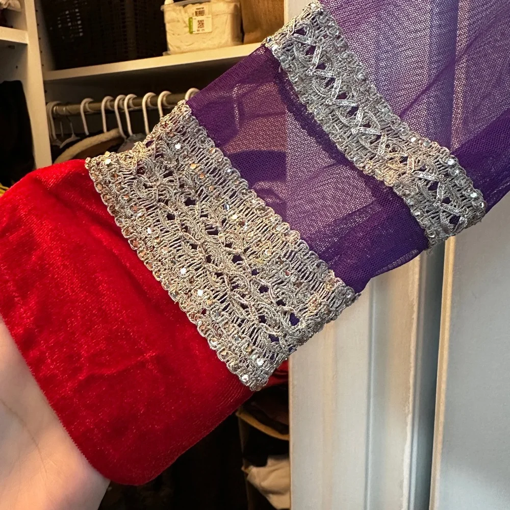 Ethnic Indian Wear Purple and Red Maxi Dress - Picture 2 of 15